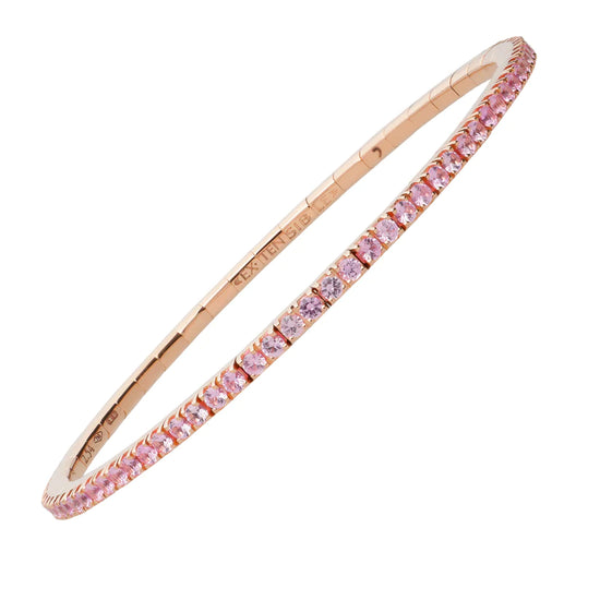 2.54 ct stretch tennis bracelet with round-cut pink sapphires in 18K white, yellow, or rose gold