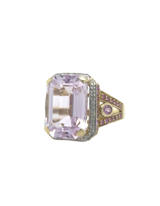 Kunzite and Diamond Ring