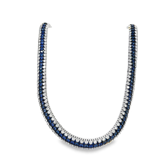 Giotto 8 Blue Sapphire and White Diamond Stretch Necklace