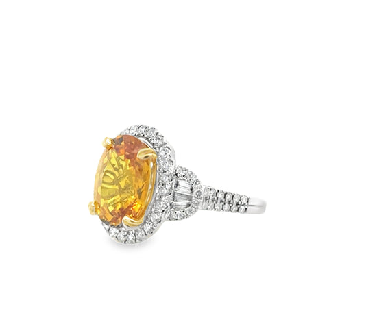Oval Cut Gold Sapphire and Diamond Ring