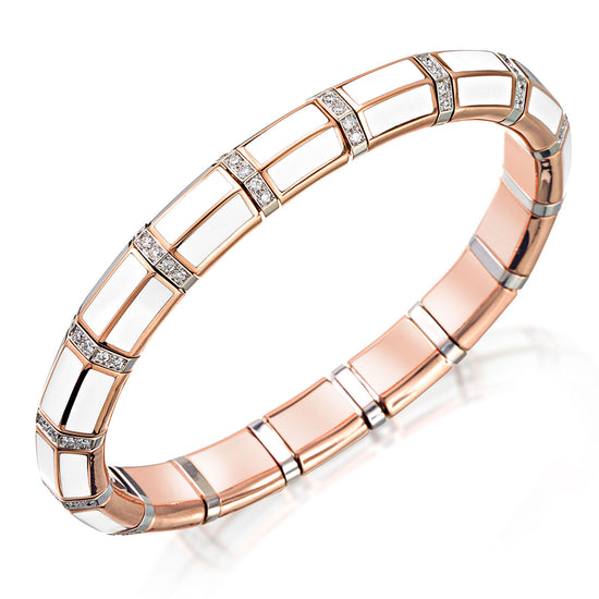 Picchiotti Xpandable™ 1.23 CT Diamond & White Ceramic Bracelet in Two-Tone Gold