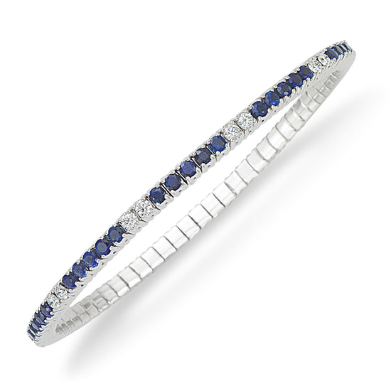 Picchiotti Xpandable™ 4.87CT Sapphire and Diamond Round Cut Tennis Bracelet