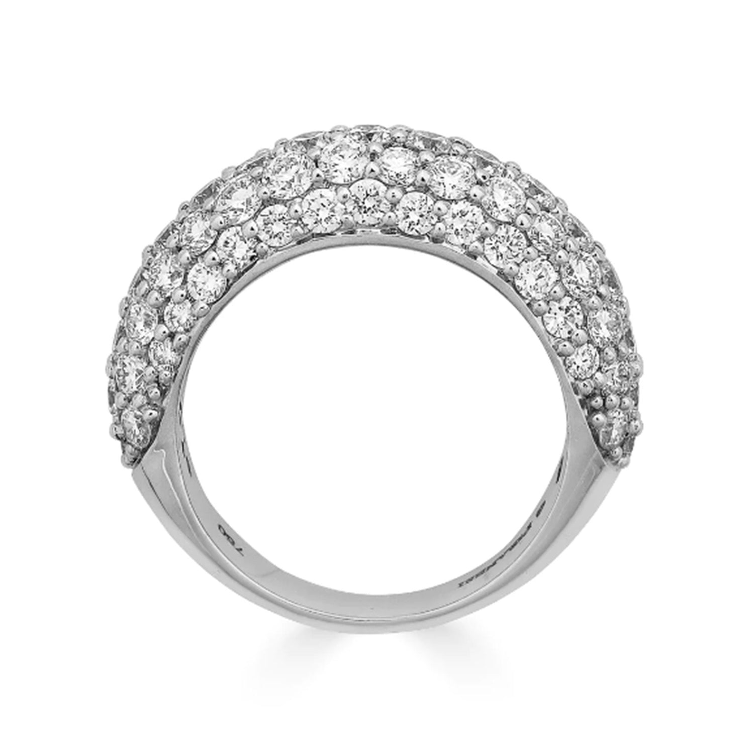 Small dome ring featuring round-cut diamonds set in 18K white gold