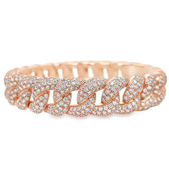 Roberto Demeglio Large Groumette Diamond Link Stretch Bracelet in Rose Gold