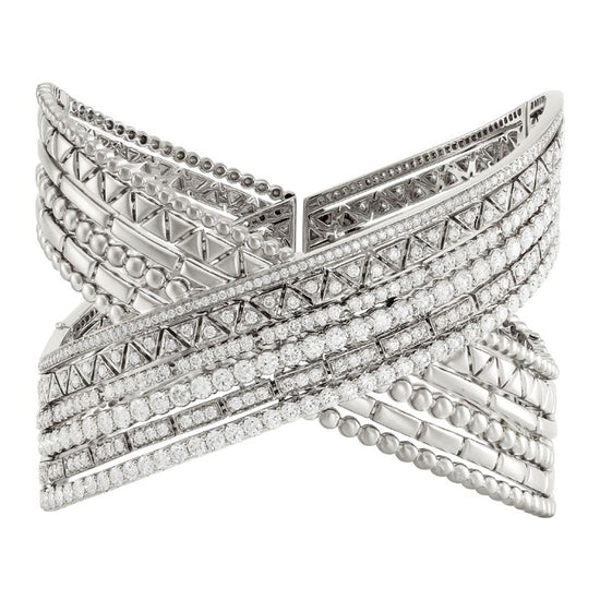 Etho Maria Diamond Reflexion White Gold Crisscross Cuff Bracelet