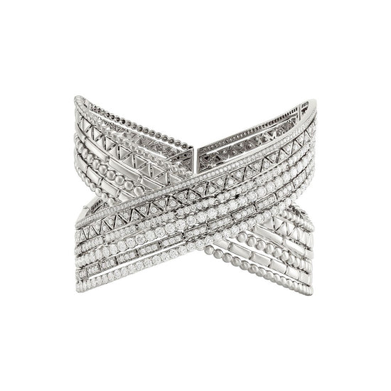 Etho Maria Diamond Reflexion White Gold Crisscross Cuff Bracelet