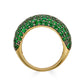 18K yellow and black gold small dome-shaped ring with vibrant round-cut green tsavorite