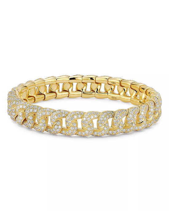 Roberto Demeglio Large Groumette Diamond Link Stretch Bracelet in Yellow Gold