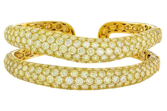 Etho Maria Yellow Diamond Two Layer Gemini Snake Style Ring