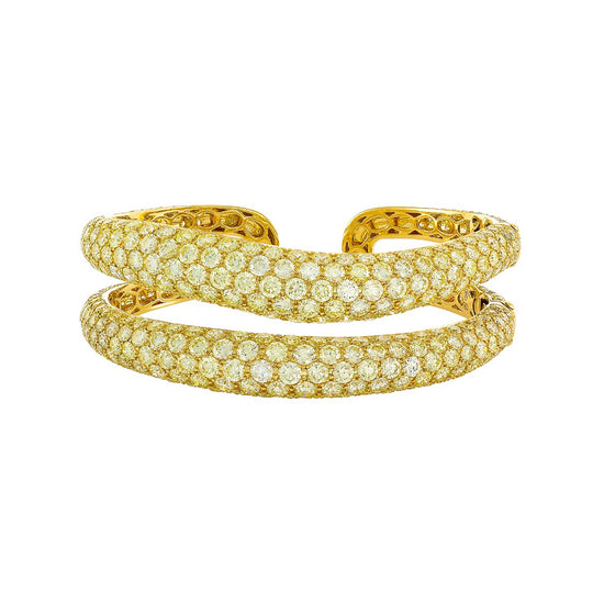 Etho Maria Yellow Diamond Two Layer Gemini Snake Style Bracelets