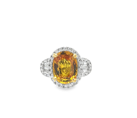 Oval Cut Gold Sapphire and Diamond Ring