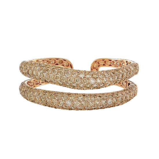 Etho Maria Brown Diamond Two Layer Gemini Snake Style Bracelet