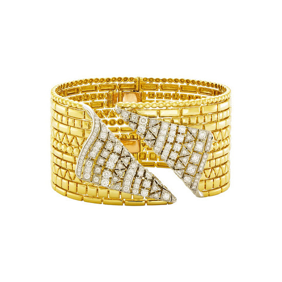 Etho Maria Diamond Reflexion Two Tone Cuff Bangle Bracelet