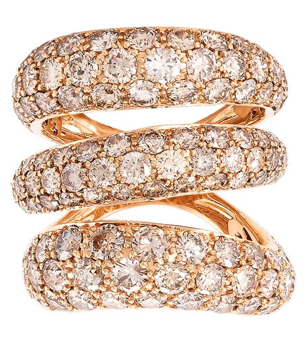 Etho Maria Brown Diamond Three Layer Gemini Snake Style Ring