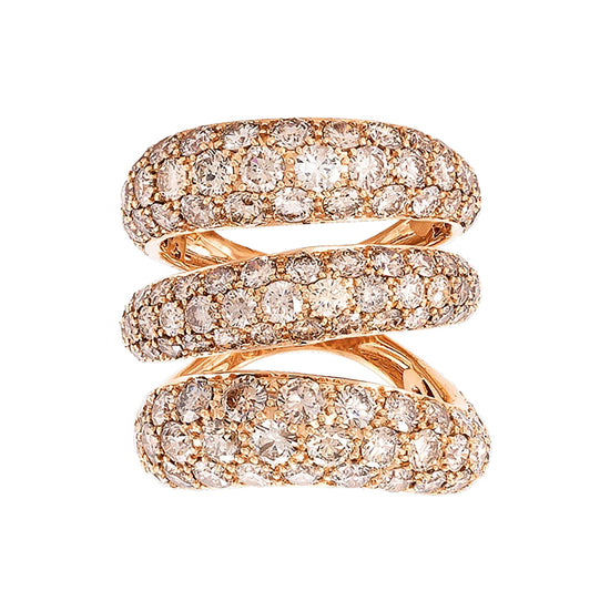 Etho Maria Brown Diamond Three Layer Gemini Snake Style Ring