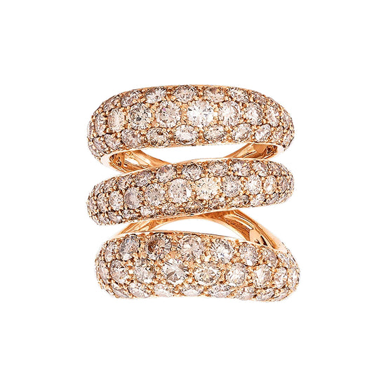 Etho Maria Brown Diamond Three Layer Gemini Snake Style Ring