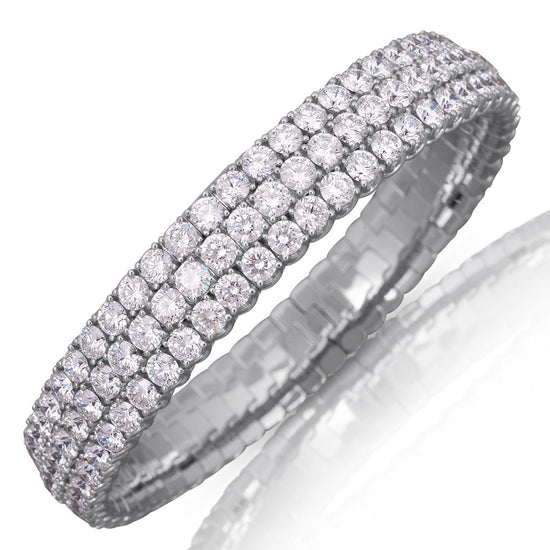 Picchiotti Xpandable™ 24.62CT Three Row Round Cut Diamond Tennis Bracelet