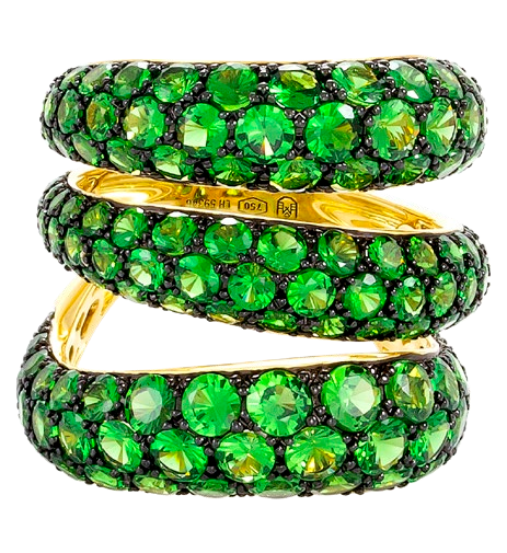 Etho Maria Tsavorite Three Layer Gemini Snake Style Ring