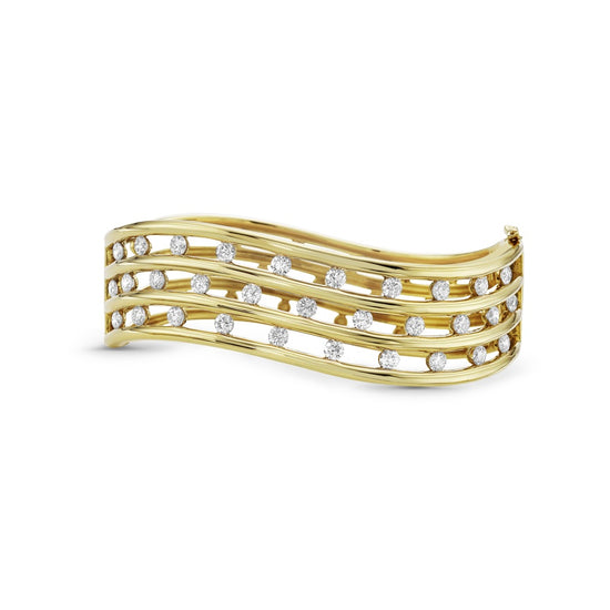Charles Krypell Triple Row Curved Floating Diamond Bangle