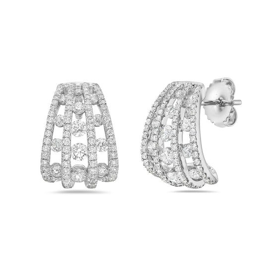 Charles Krypell Tripe Row Floating Diamond Huggie