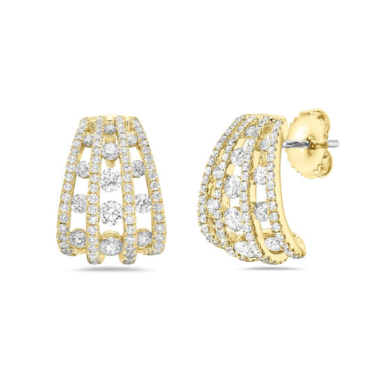 Charles Krypell Tripe Row Floating Diamond Huggie