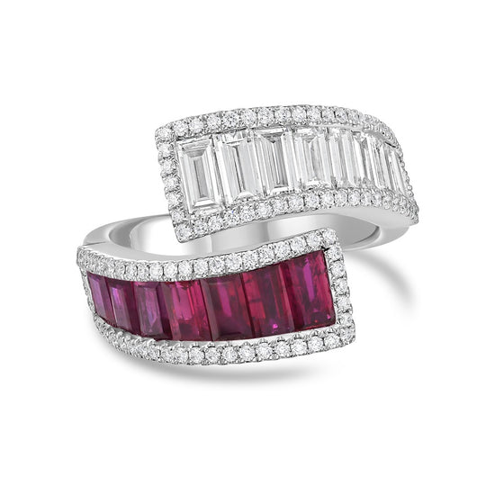 Charles Krypell Diamond Baguette Bypass Ring