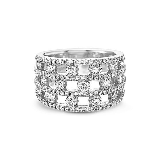 Charles Krypell Triple Row Floating Diamond Band Ring