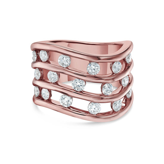 Charles Krypell Triple Row Curved Floating Diamond Ring