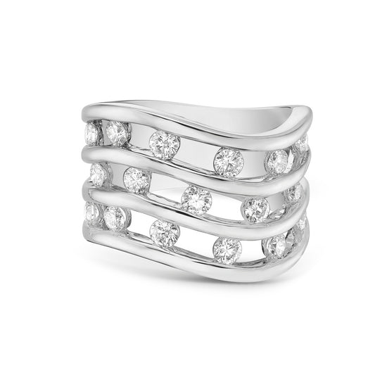 Charles Krypell Triple Row Curved Floating Diamond Ring