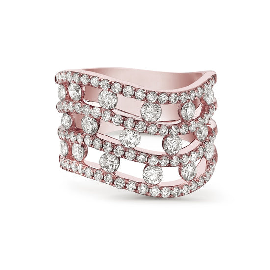 Charles Krypell Triple Row Curved Floating Diamond Ring