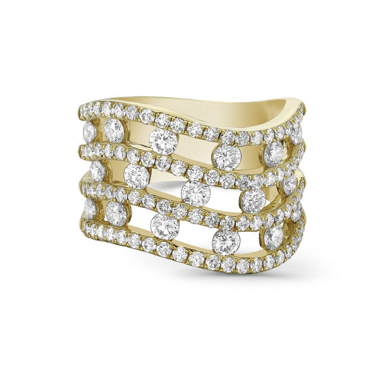 Charles Krypell Triple Row Curved Floating Diamond Ring