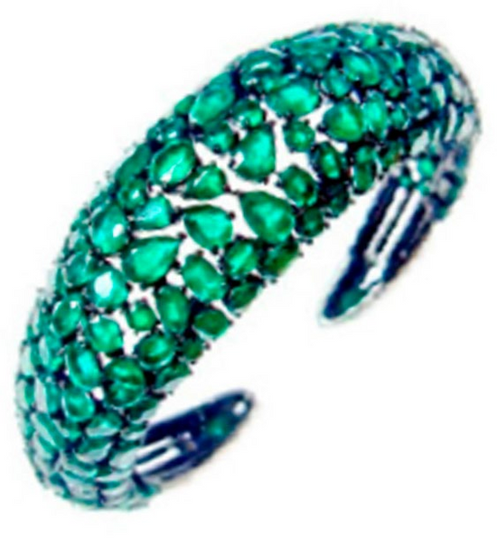 Etho Maria Emerald Diamond Vibrant Bangle Bracelet