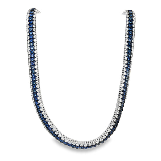 Roberto Demeglio Giotto 8 Blue Sapphire and White Diamond Stretch Necklace