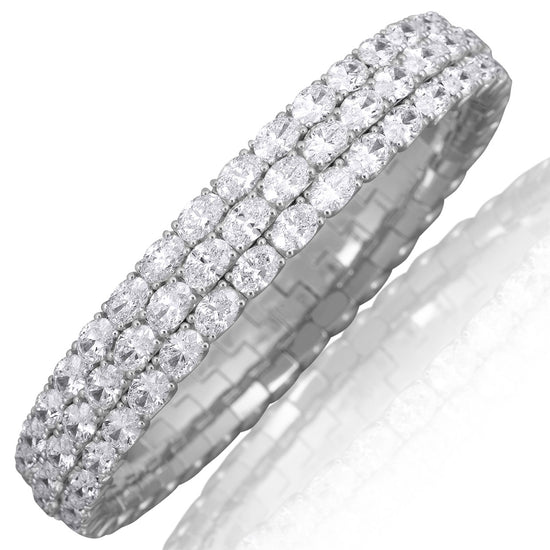 Picchiotti Xpandable™ 34.16CT Three Row East-West Oval Diamond Tennis Bracelet