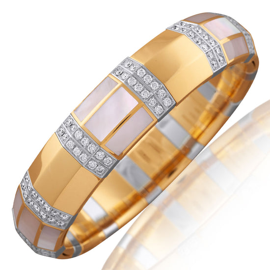 Picchiotti Xpandable™ 3.51 CT Diamond & White Mother-of-Pearl Bracelet in Two-Tone Gold