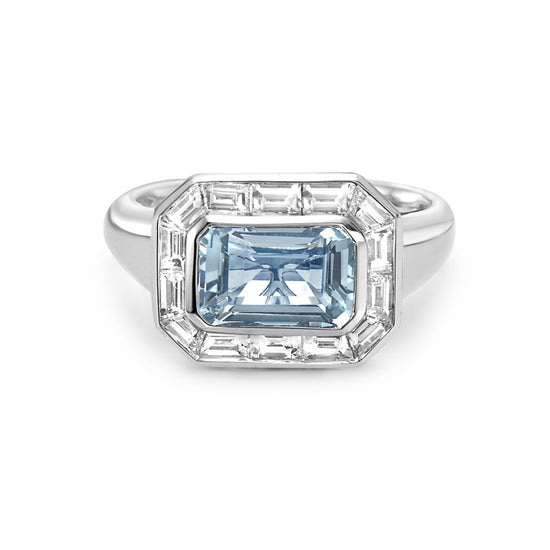 Charles Krypell Emerald Cut Morganite Frame Ring