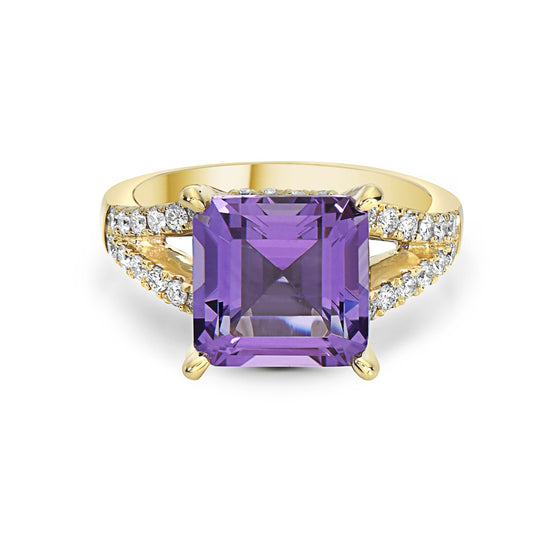 Charles Krypell Split Diamond Shank Pink Tourmaline Ring