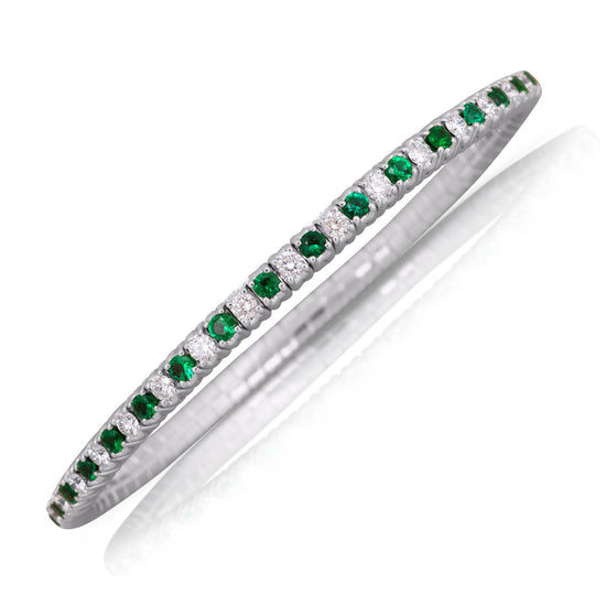 Picchiotti Xpandable™ 3.84CT Alternating Emerald and Diamond Round Cut Tennis Bracelet