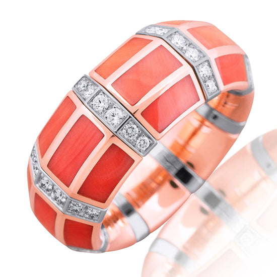 Picchiotti Xpandable™ 1.45CT Coral & Diamond Fashion Ring in Two-Tone Gold