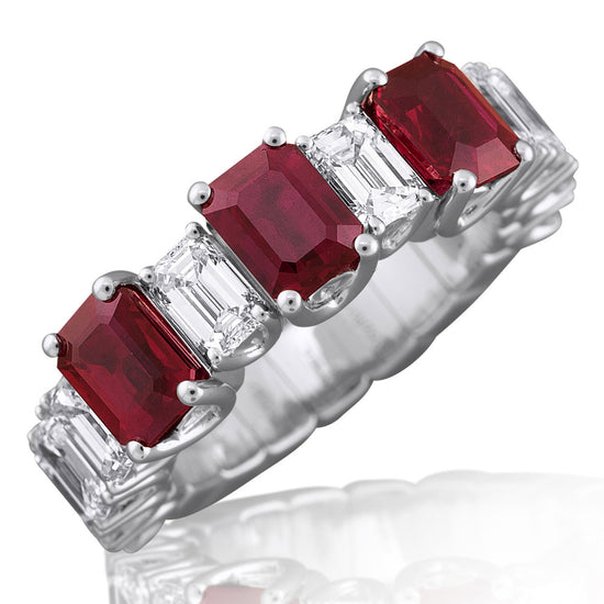 Picchiotti Xpandable™ 6.45CT Alternating Ruby and Diamond Mixed Cut Eternity Ring