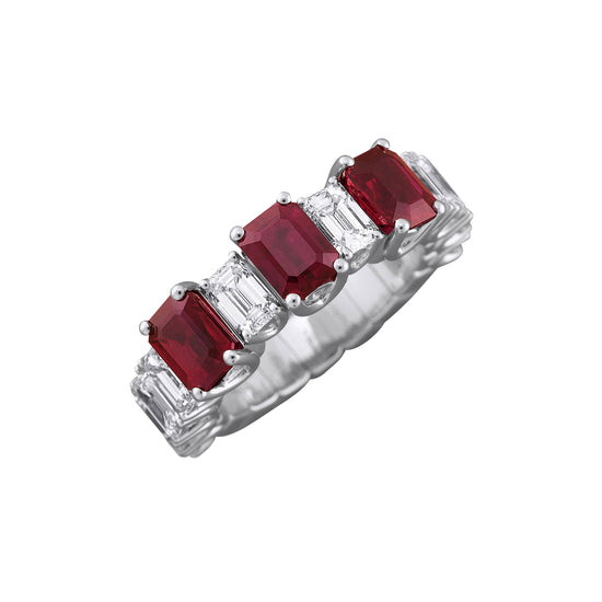 Picchiotti Xpandable™ 6.45CT Alternating Ruby and Diamond Mixed Cut Eternity Ring