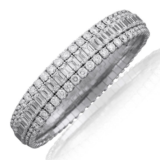 Picchiotti Xpandable™ 37.40CT Three Row Mixed Cut Diamond Tennis Bracelet