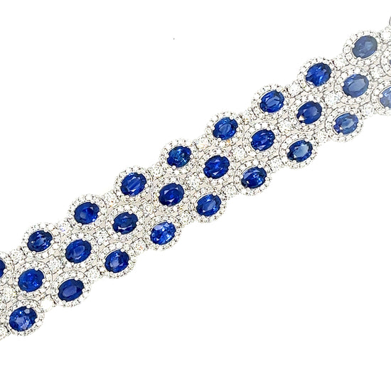 close up view of the sapphire and diamond bracelet.