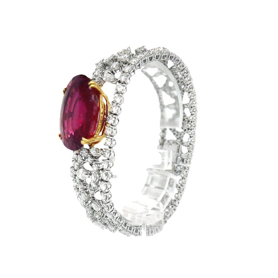 Rubellite and Diamond Bracelet