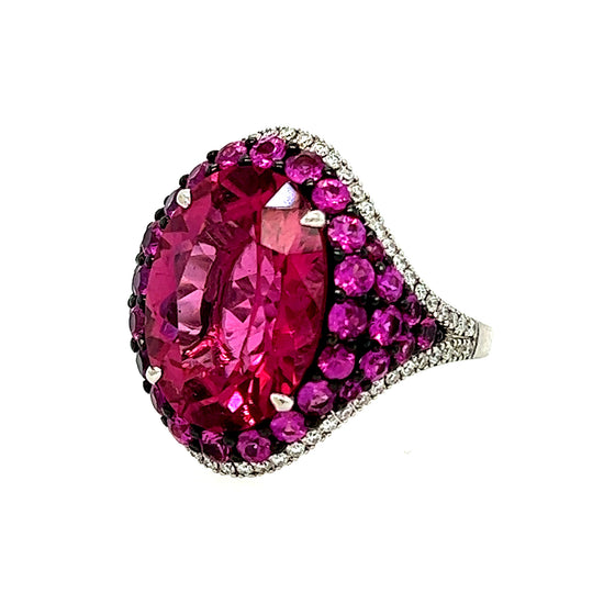 Piranesi Rubellite, Purple Sapphire, and Diamond Ring