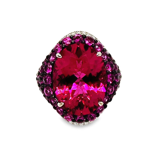 Piranesi Rubellite, Purple Sapphire, and Diamond Ring