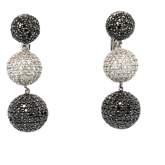 Black Diamond and White Sapphire Earrings