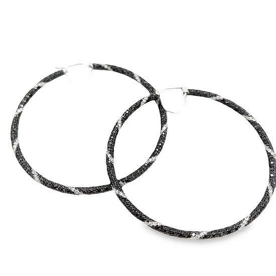 Piranesi Black and White Diamond Hoop Earrings