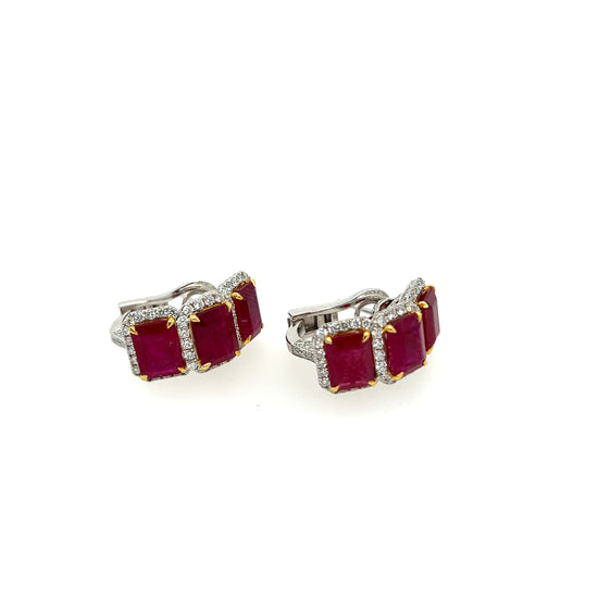 Piranesi Emerald Cut Ruby and Diamond Earrings