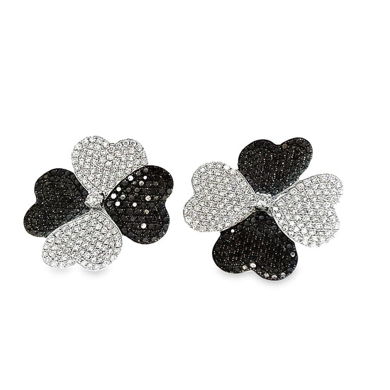 Piranesi Black and White Diamond Clover Earrings